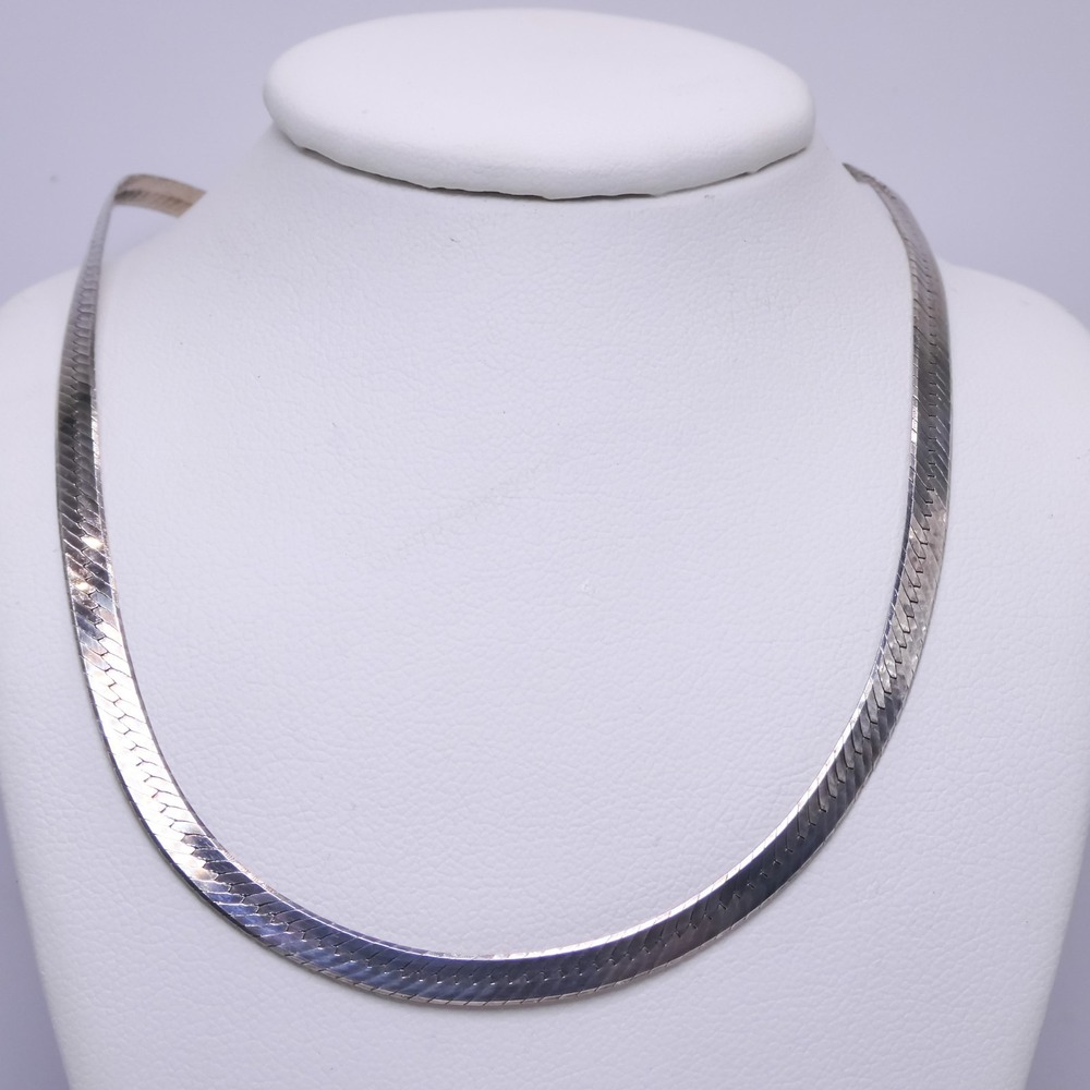 FMC Italy Sterling Silver 925 Herringbone 4mm Wide 30" Chain Necklace